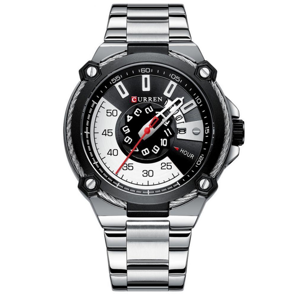 Relógio De Pulso De Quartzo Masculino Pulseira De Aço Inoxidável Prata - 1