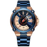 Relógio De Pulso De Quartzo Masculino Pulseira De Aço Inoxidável Azul - 1