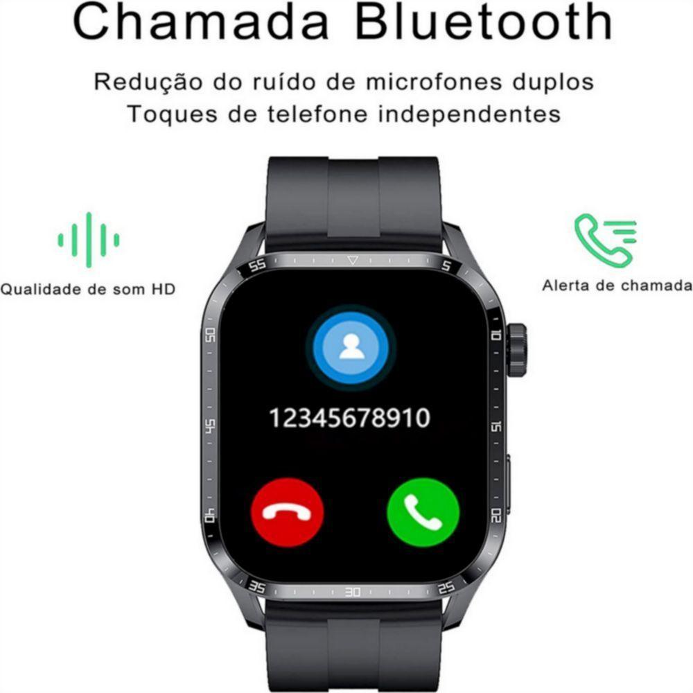 Relógio Inteligente Chamada Bluetooth Pulseira De Fitness Ip68 Preto - 6