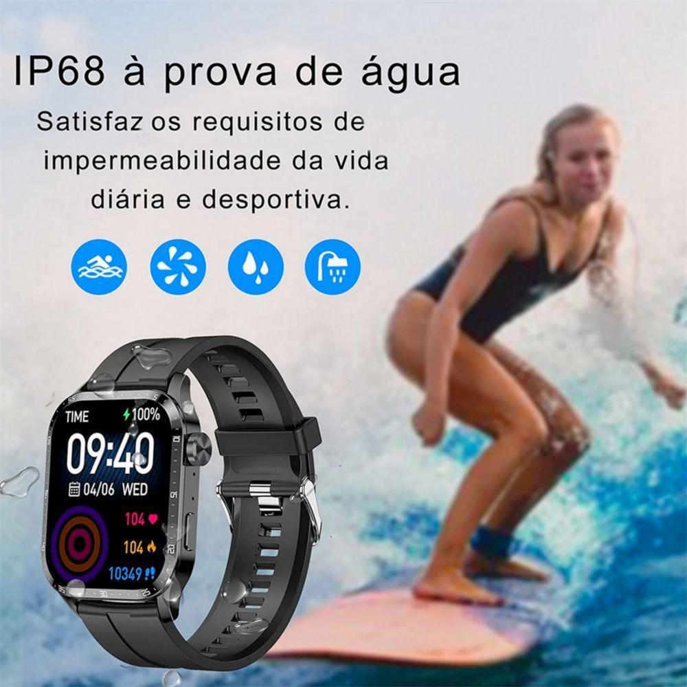Relógio Inteligente Chamada Bluetooth Pulseira De Fitness Ip68 Preto - 9