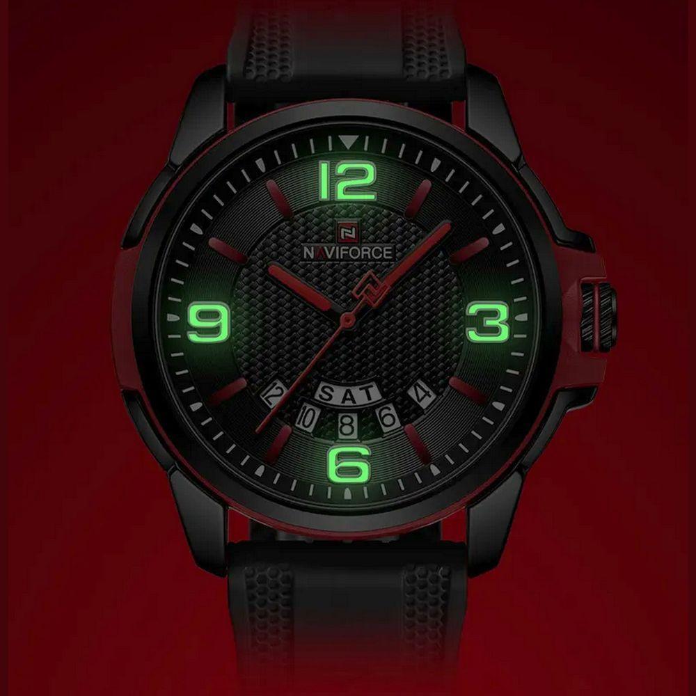 Relógio De Pulso Masculino Pulseira Clássica De Silicone Esportivo Preto Vermelho - 6