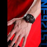 Relógio De Pulso Masculino Pulseira Clássica De Silicone Esportivo Preto Vermelho - 2