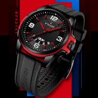 Relógio De Pulso Masculino Pulseira Clássica De Silicone Esportivo Preto Vermelho