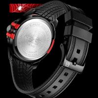 Relógio De Pulso Masculino Pulseira Clássica De Silicone Esportivo Preto Vermelho - 5