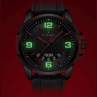 Relógio De Pulso Masculino Pulseira Clássica De Silicone Esportivo Preto Vermelho - 6