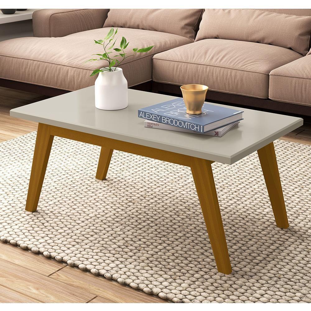 Mesa De Centro Para Sala Madeira Retangular Prism Patrimar Off White - 3