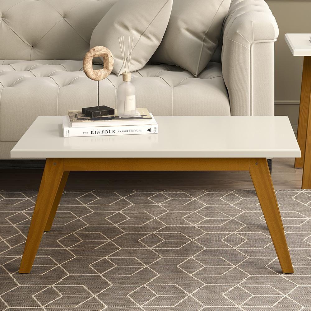 Mesa De Centro Para Sala Madeira Retangular Prism Patrimar Off White - 4