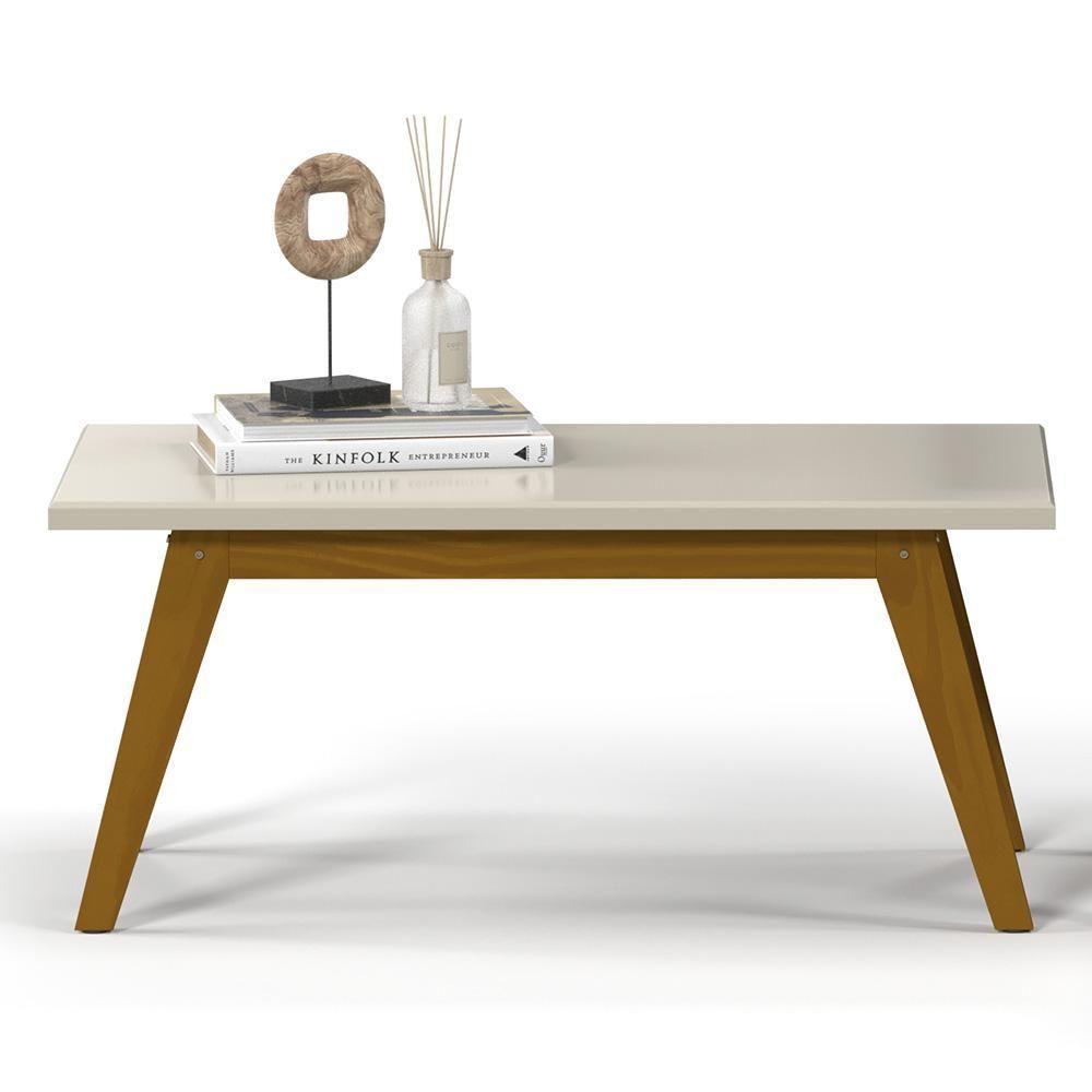 Mesa De Centro Para Sala Madeira Retangular Prism Patrimar Off White - 5