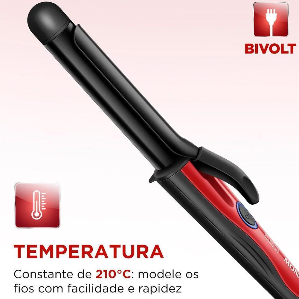 Modelador De Cachos Mondial Infinity Em-12 Cabo Giratório Bivolt Preto E Vermelho - 2