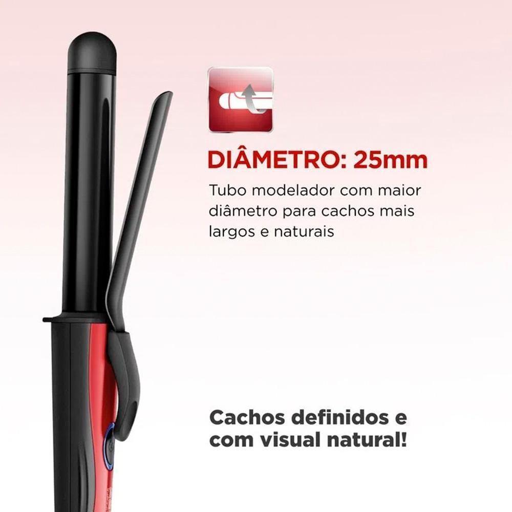 Modelador De Cachos Mondial Infinity Em-12 Cabo Giratório Bivolt Preto E Vermelho - 4