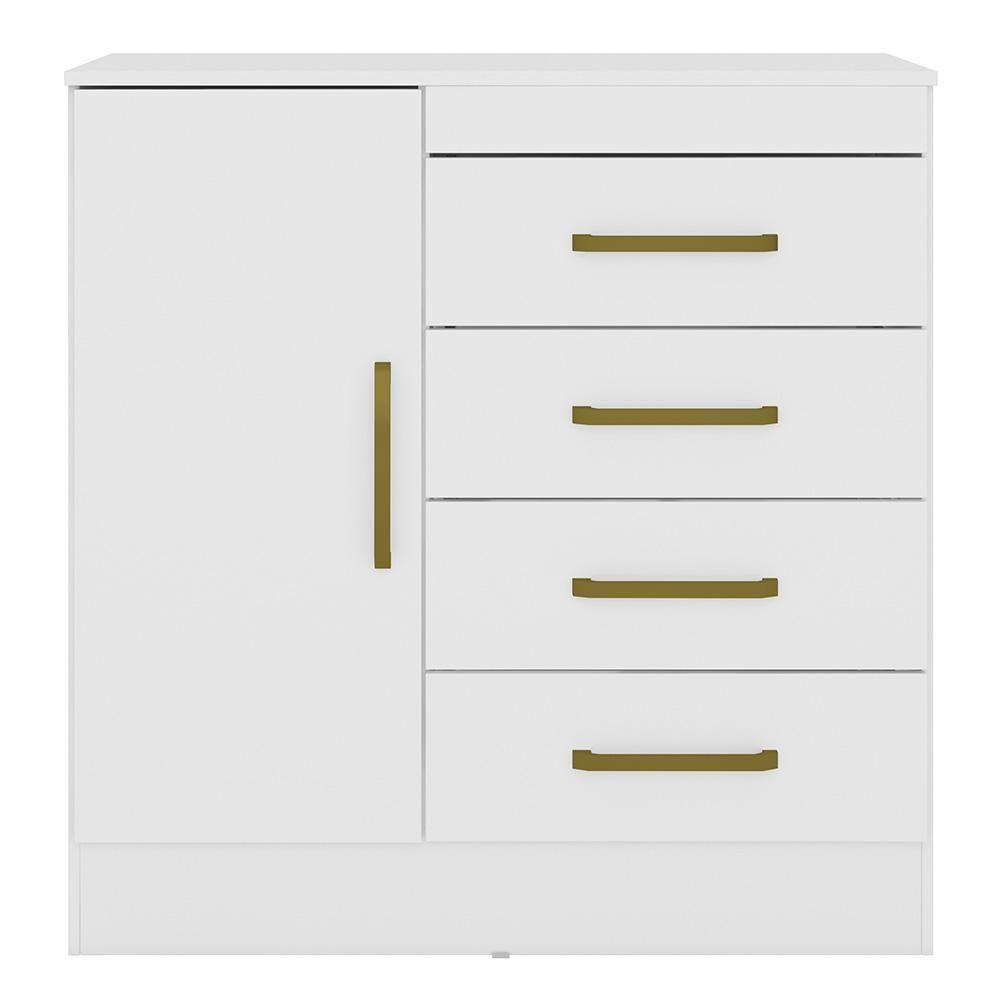 Cômoda De Madeira 4 Gavetas Montevidéu Demóbile Branco - 1