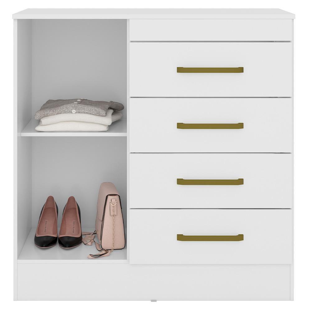 Cômoda De Madeira 4 Gavetas Montevidéu Demóbile Branco - 3