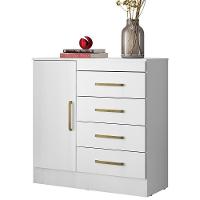 Cômoda De Madeira 4 Gavetas Montevidéu Demóbile Branco