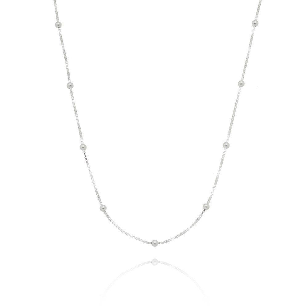 Corrente Colar Veneziana Com Bolinhas Prata 925- 60cm - 1