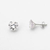 Brinco Ponto De Luz Zirconia Redonda Unissex Prata 925