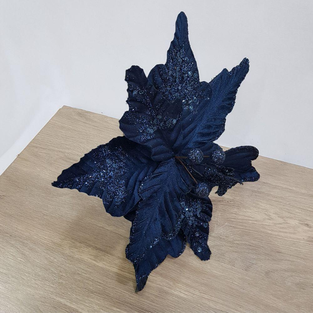 Flor Artificial Veludo Azul 30cm - 3