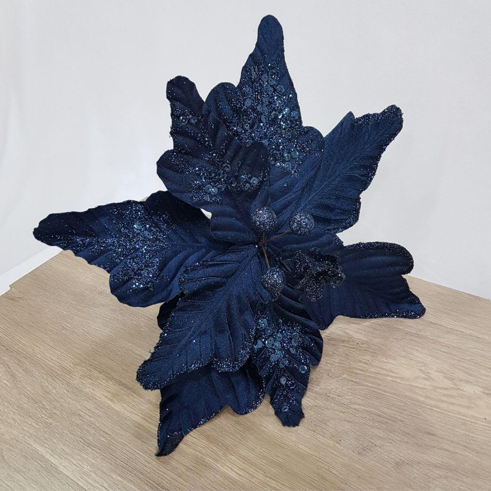 Flor Artificial Veludo Azul 30cm - 5
