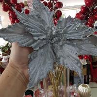 Flor Artificial Poinsétia Prata 25cm - 5