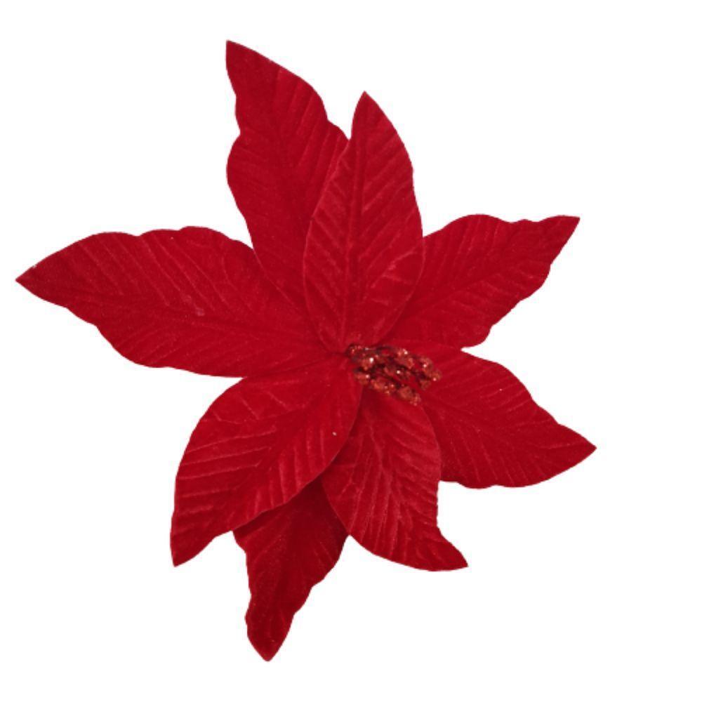 Flor Artificial Poinsétia Veludo 25cm - 1