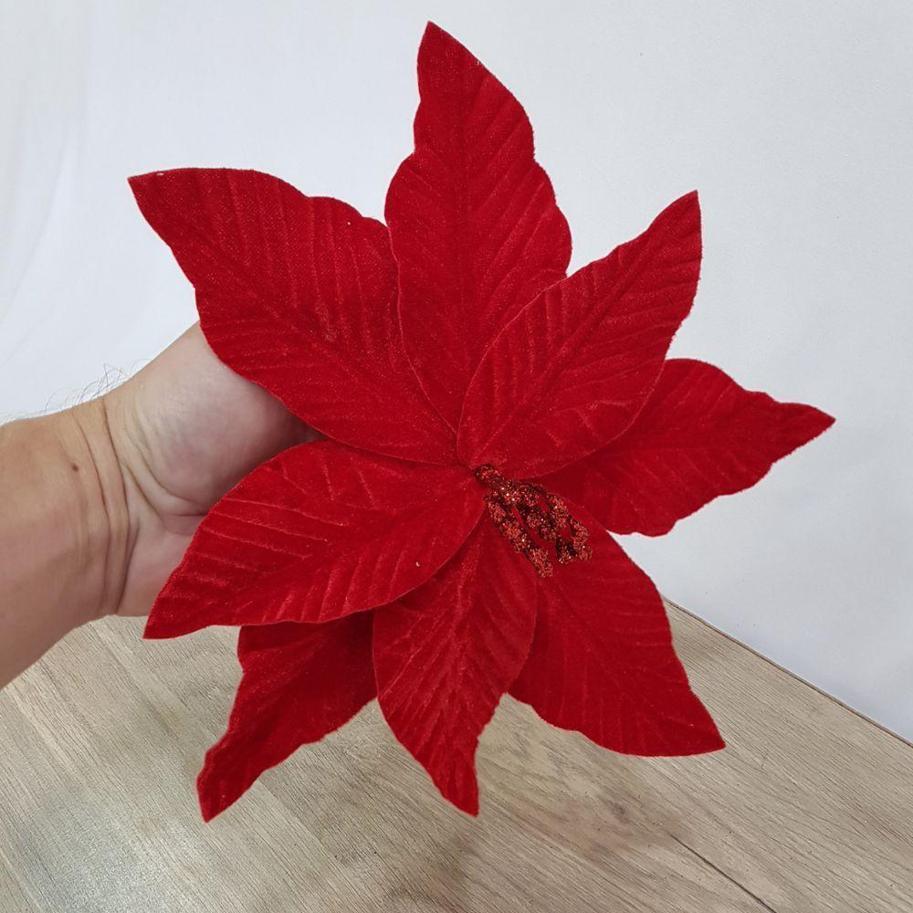Flor Artificial Poinsétia Veludo 25cm - 4