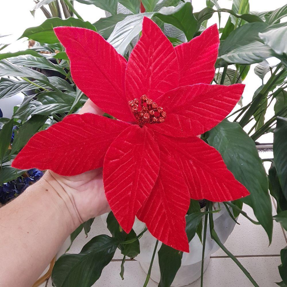 Flor Artificial Poinsétia Veludo 25cm - 5