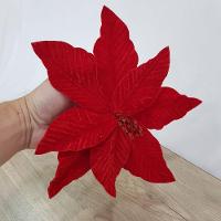 Flor Artificial Poinsétia Veludo 25cm