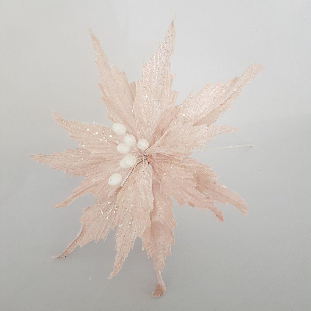 Flor Artificial Natal Rosa 34cm - 3