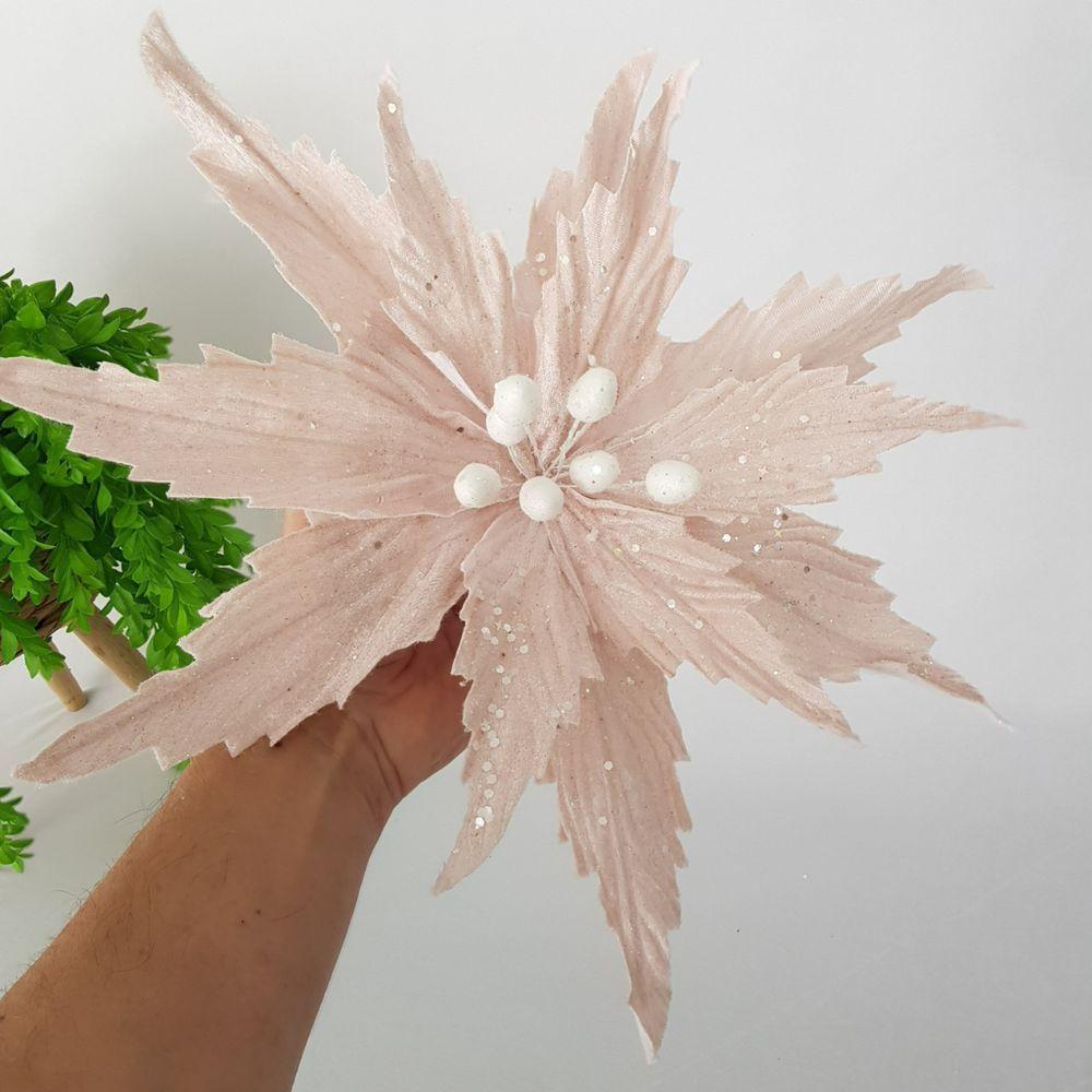 Flor Artificial Natal Rosa 34cm - 5