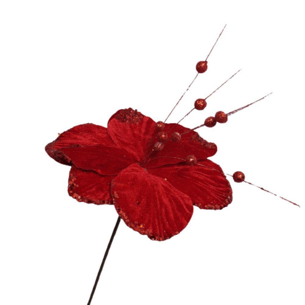 Flor Artificial Natal Vermelha 27cm - 1