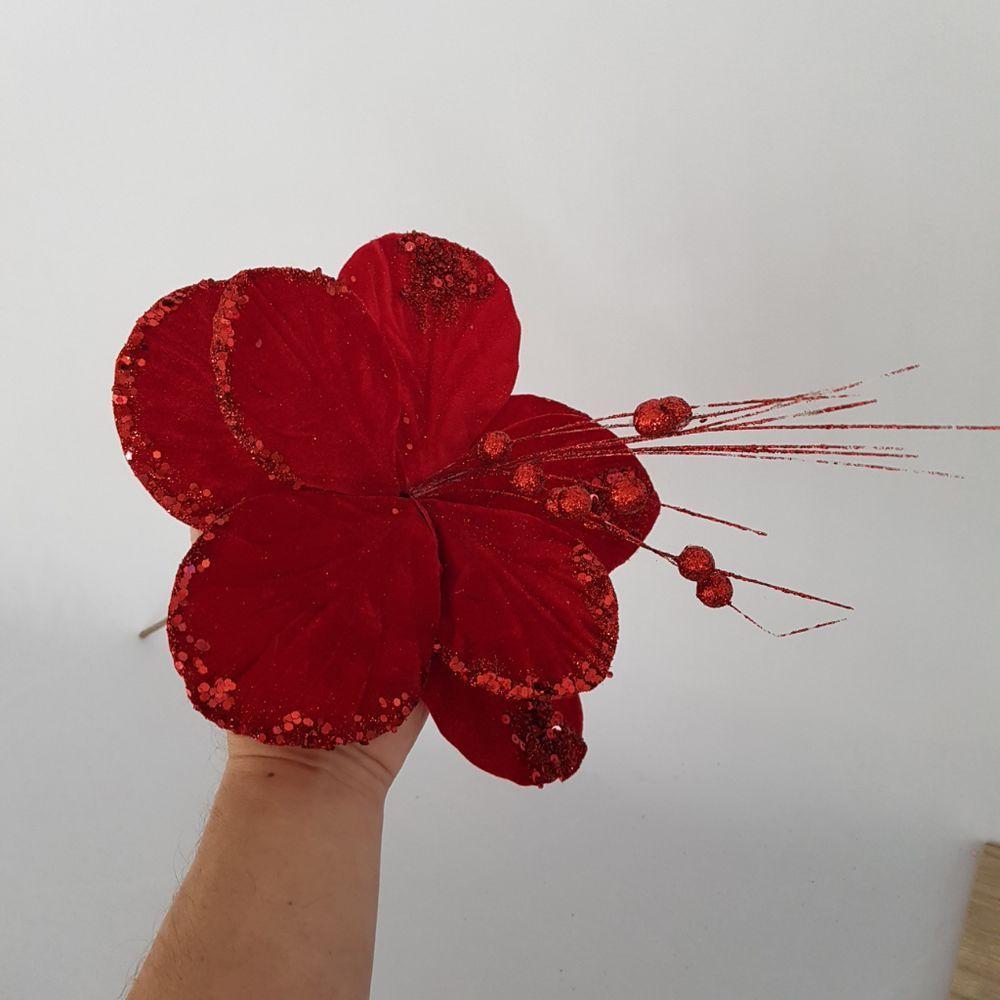 Flor Artificial Natal Vermelha 27cm - 6