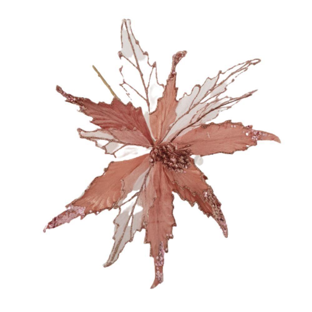 Flor Artificial Natal Rosa 30cm - 1