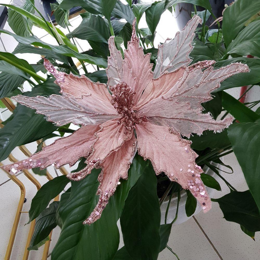 Flor Artificial Natal Rosa 30cm - 2