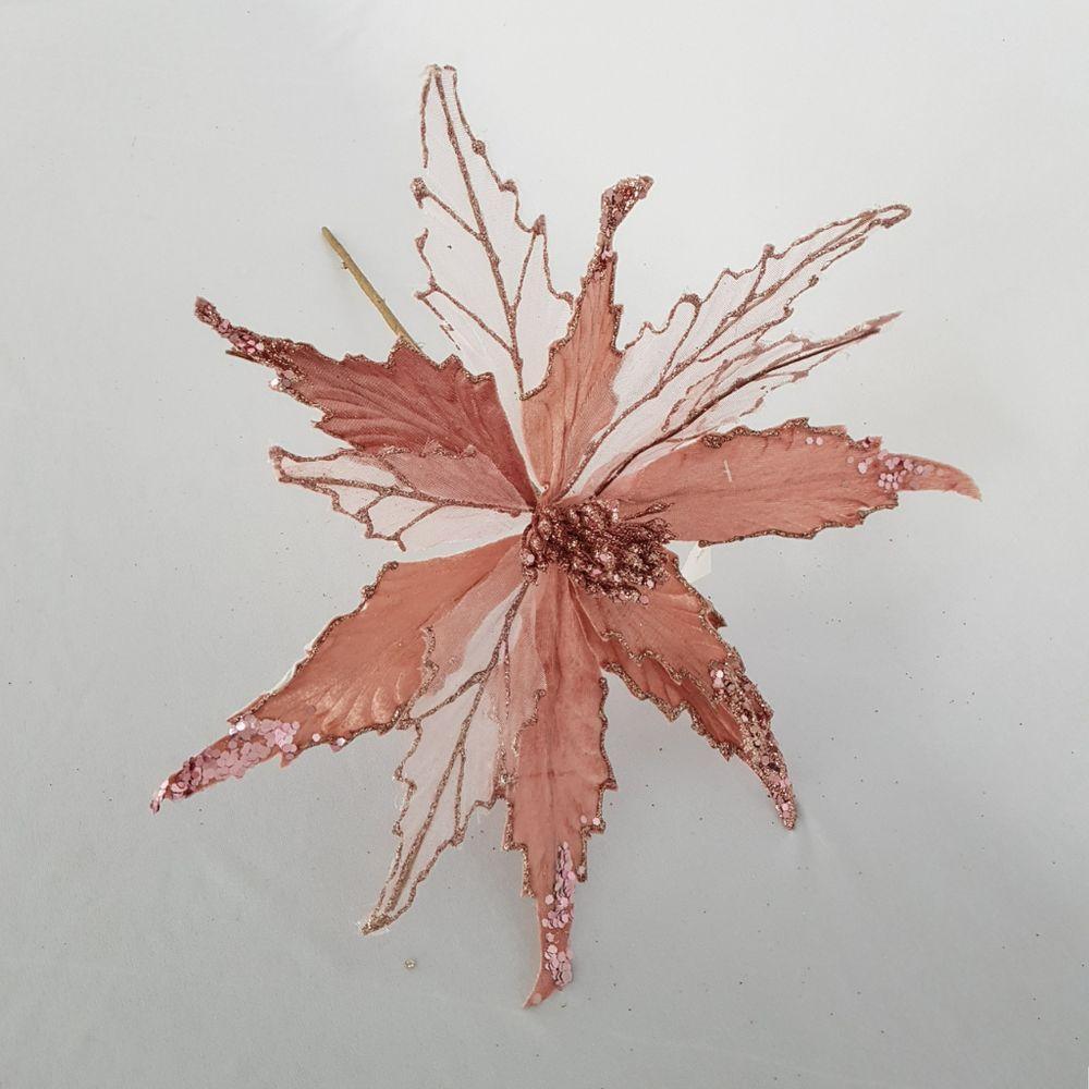 Flor Artificial Natal Rosa 30cm - 4