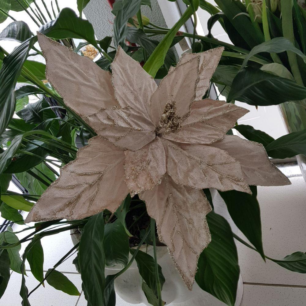 Flor Artificial Veludo Champanhe 35cm - 2
