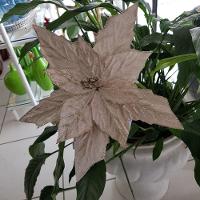 Flor Artificial Veludo Champanhe 35cm - 3