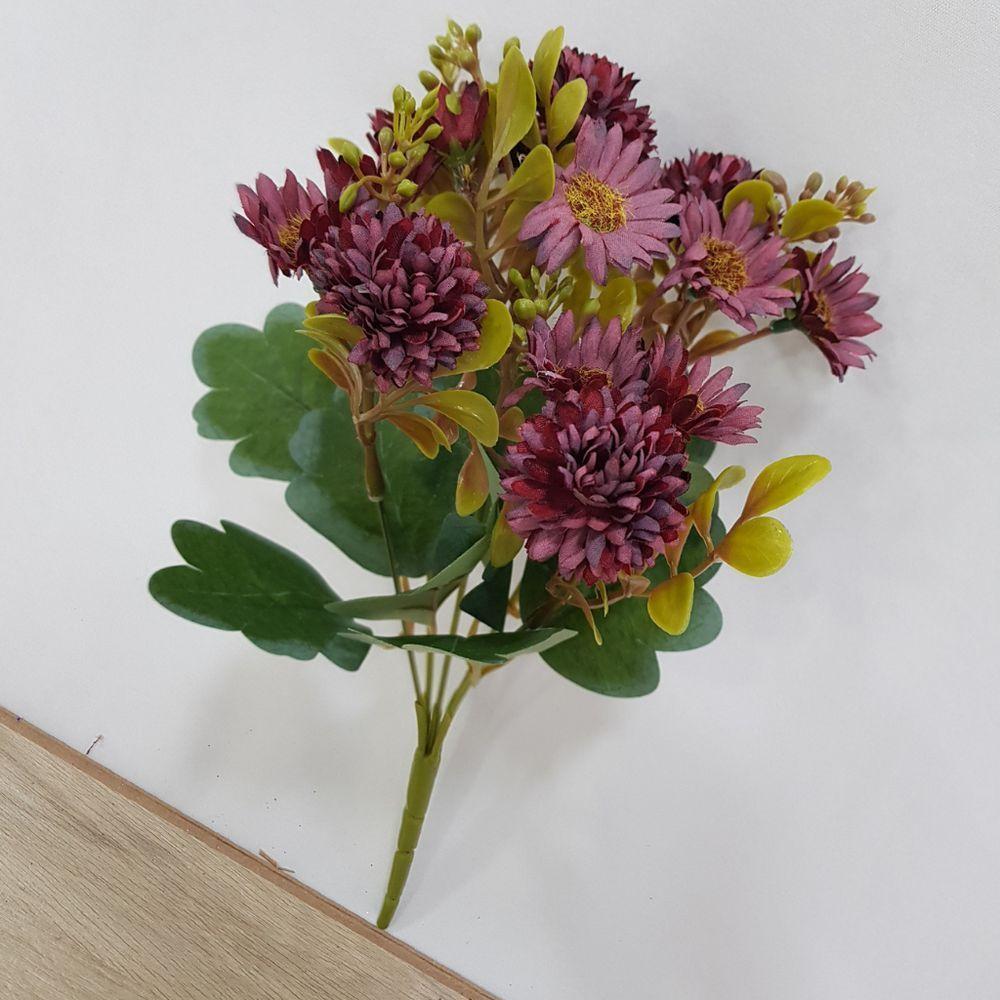 Flor Artificial Buquê Margaridas Com Cravo 30cm - 3