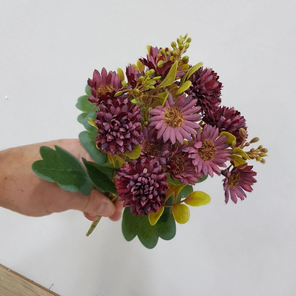 Flor Artificial Buquê Margaridas Com Cravo 30cm - 4