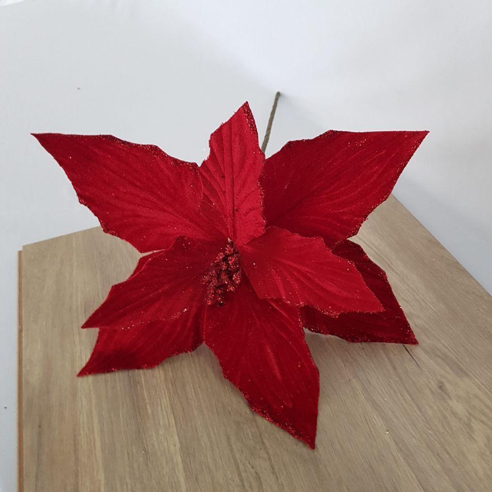 Flor Artificial Poinsétia Veludo 41cm - 3