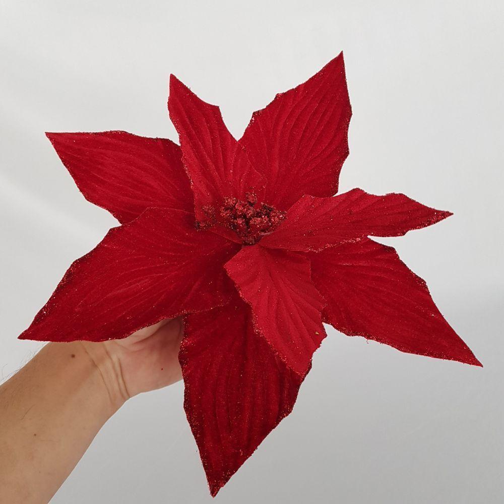 Flor Artificial Poinsétia Veludo 41cm - 6
