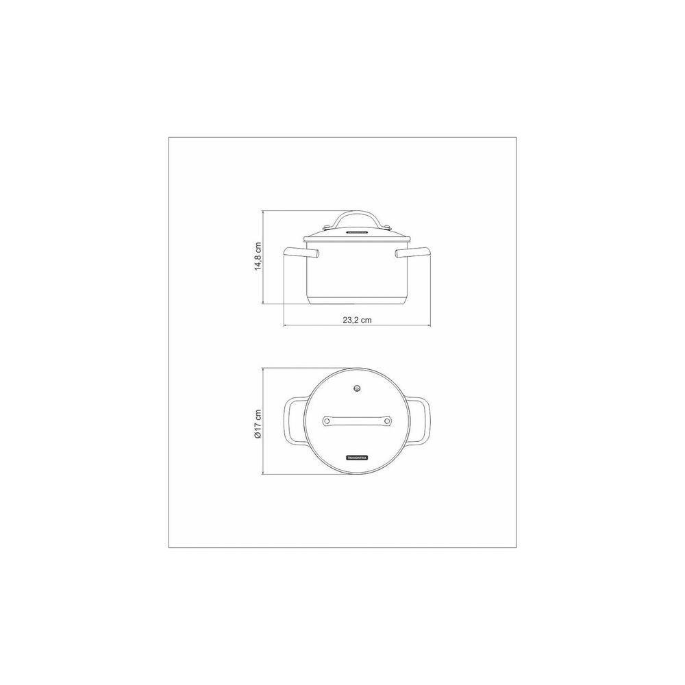 Caçarola Funda Tramontina Una Em Aço Inox Com Fundo Triplo E Tampa De Vidro 20 Cm 3,6 L Tramontina - 6