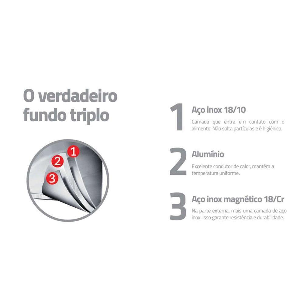 Frigideira Ventura Em Aço Inox Com Interno Antiaderente 20 Cm 1,3 L - 9