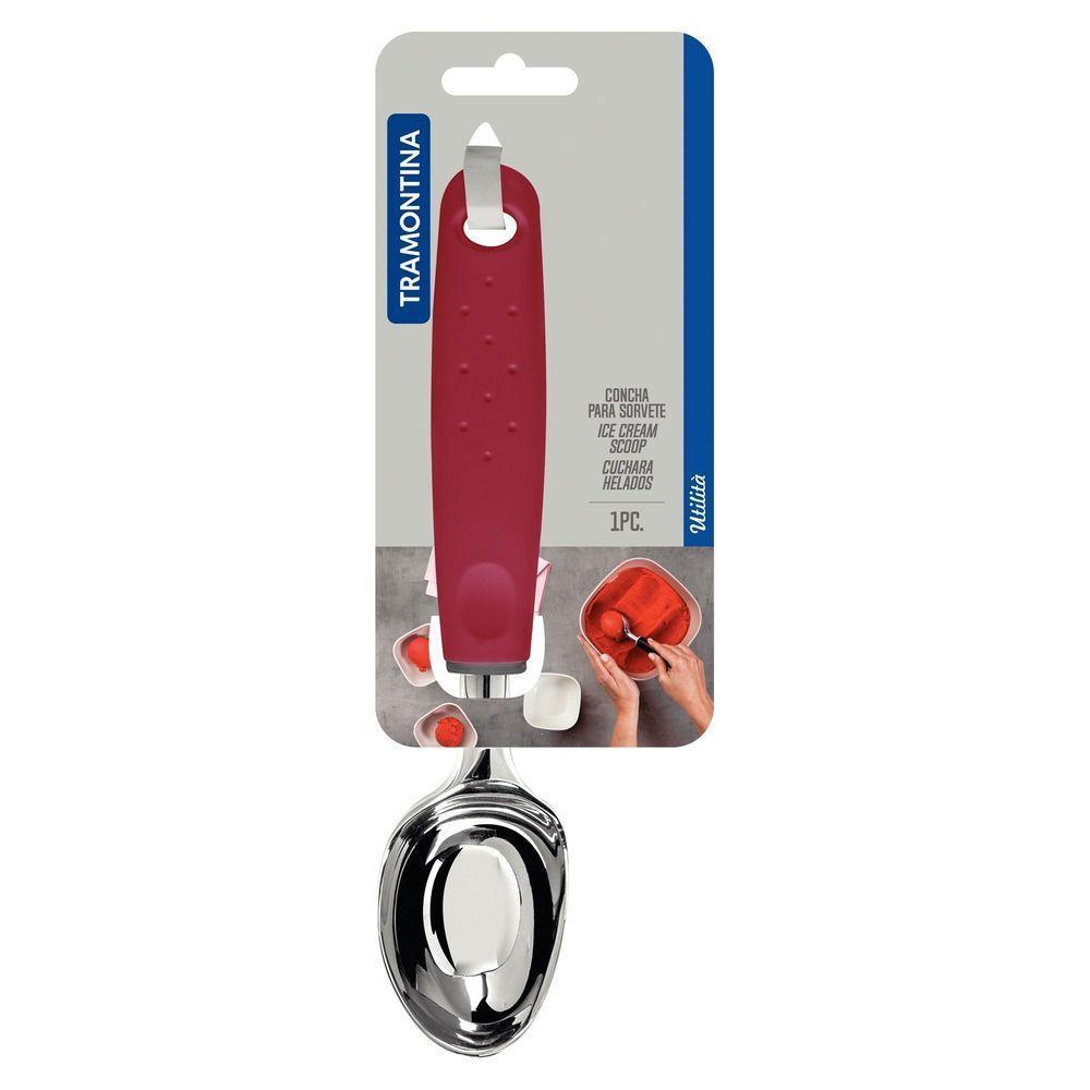Concha Para Sorvete Tramontina Utilitá Em Zamak Cromado Com Cabo De Polipropileno Vermelho Tramontina - 2