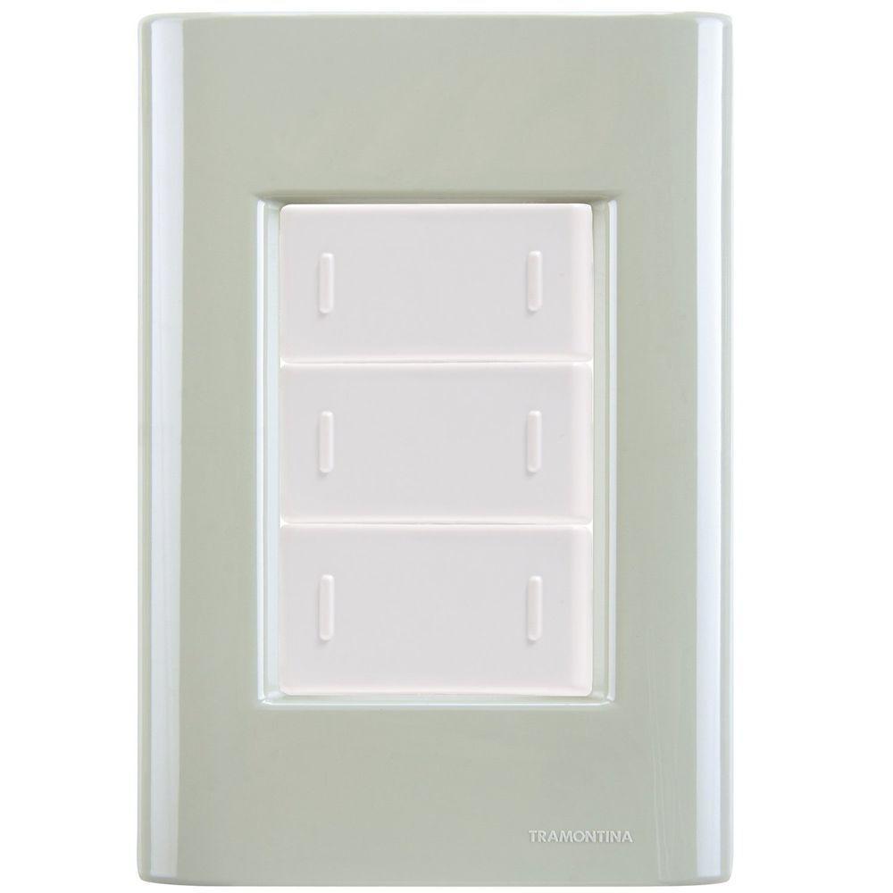 Cj Placa Três Interruptor Triplo Giz Verde Ardósia Tramontina Completo Pronto Tramontina - 1