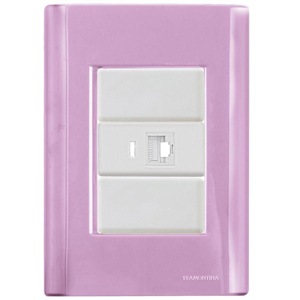 Cj Tomada Rj45 Rj 45 Ethernet Giz Rosa Tramontina Completo Pronto Tramontina - 1