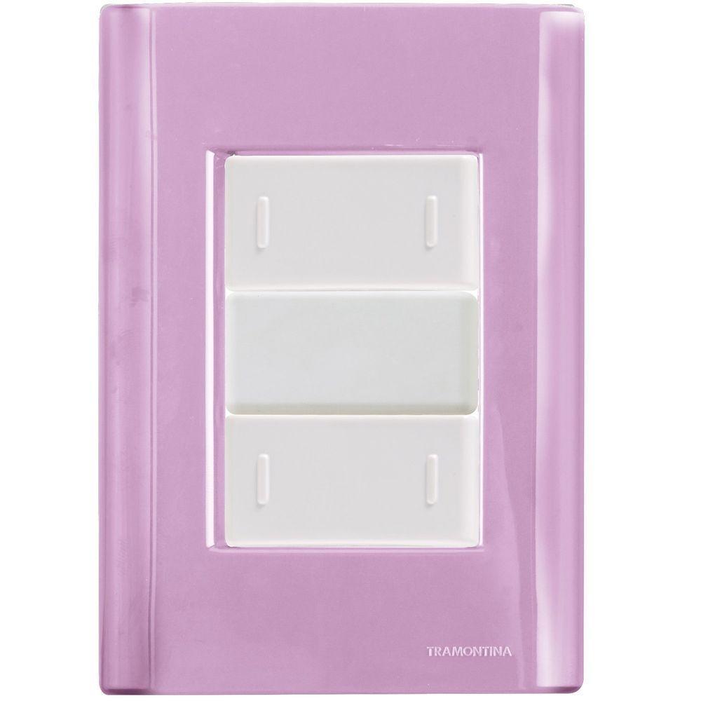 Cj Placa Dois Interruptor Duplo Giz Rosa Tramontina Completo Pronto Tramontina - 1