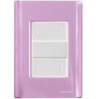 Cj Placa Dois Interruptor Duplo Giz Rosa Tramontina Completo Pronto Tramontina - 1