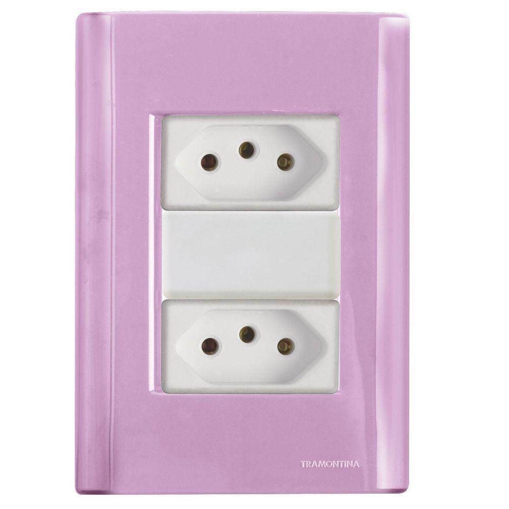 Cj Duas Tomadas Dupla 10a Giz Rosa Tramontina Completo Pronto Tramontina - 1