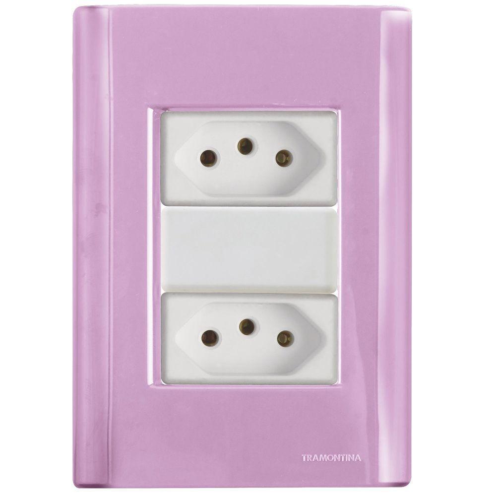 Cj Duas Tomadas Dupla 20a Giz Rosa Tramontina Completo Pronto Tramontina - 1