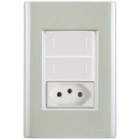 Cj Dois Interruptor Duplo E Tomada 20a Giz Verde Ardósia Tramontina Completo Pronto Tramontina - 1