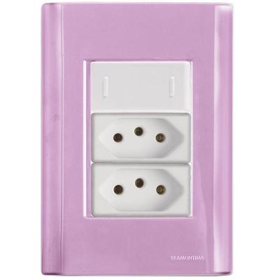 Cj Interruptor E Duas Tomadas 10a E 20a Giz Rosa Tramontina Completo Pronto Tramontina